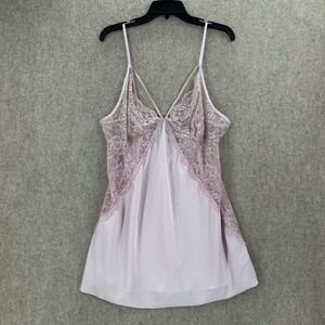 City Chic Pink Satin Lace Trim Chemise Nightgown Size S Romantic Nighty